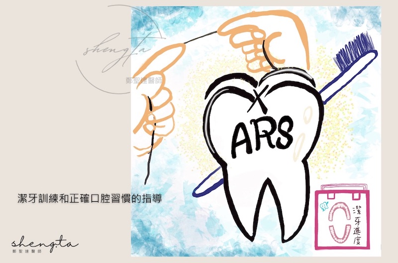 潔牙訓練與口腔衛生教育示意圖